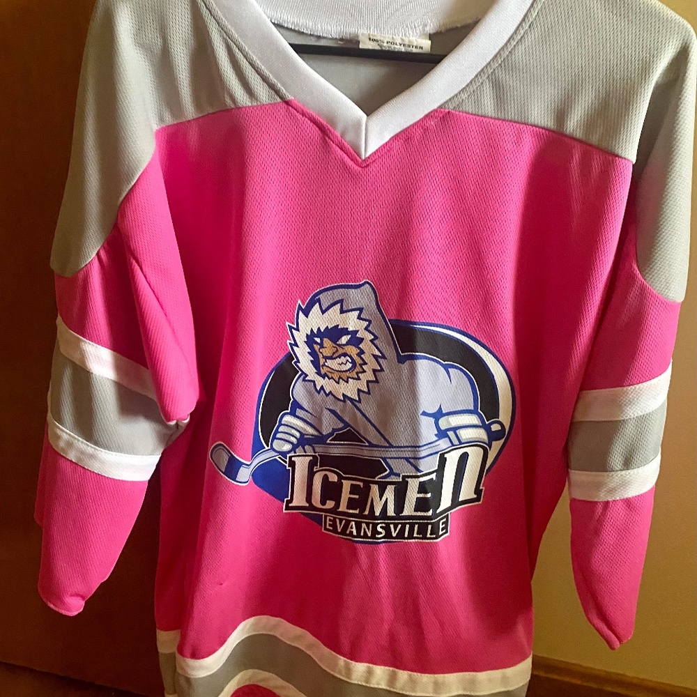 Authentic Evansville Icemen women’s Pink in the rink jersey